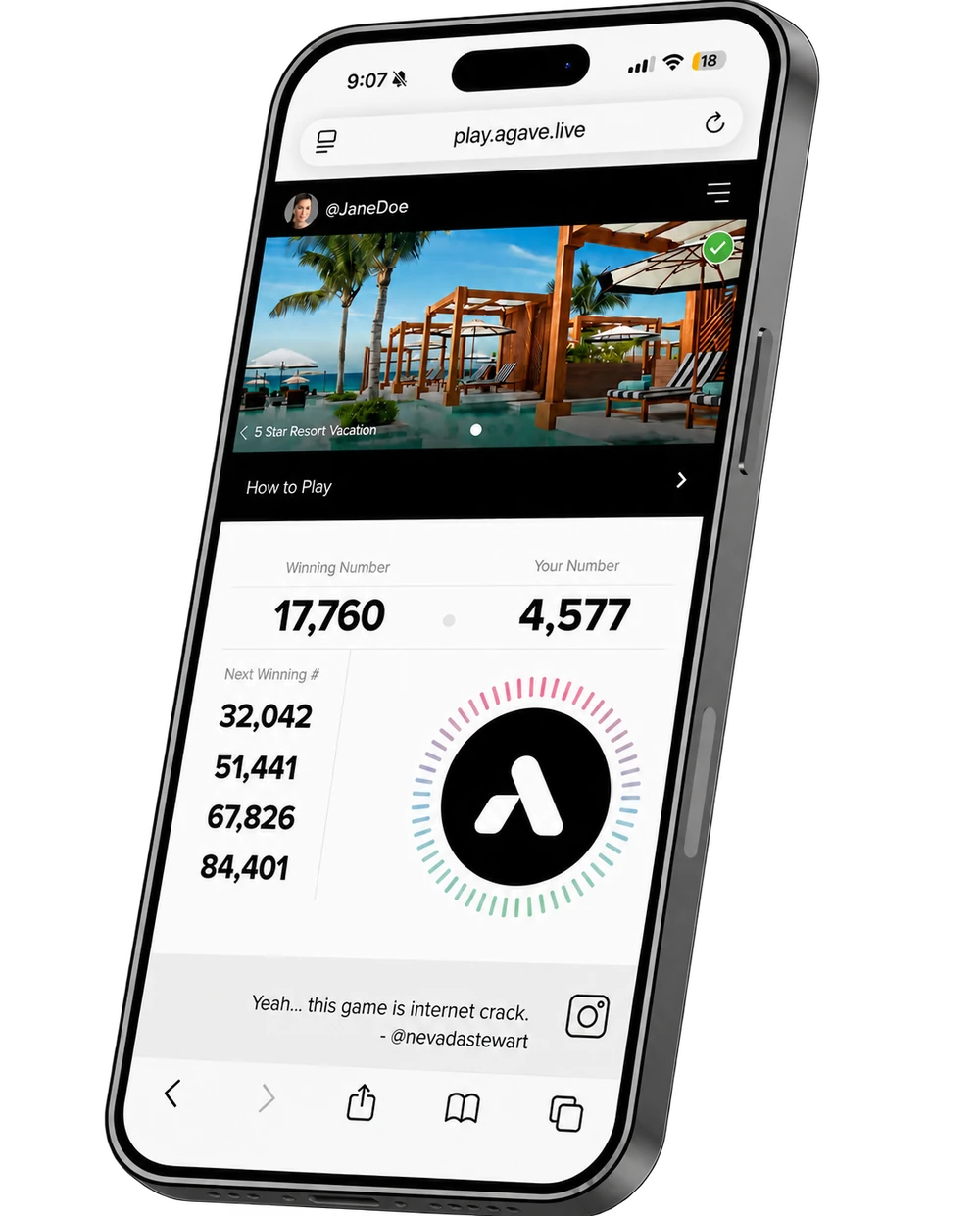 The Agave prize game on a phone