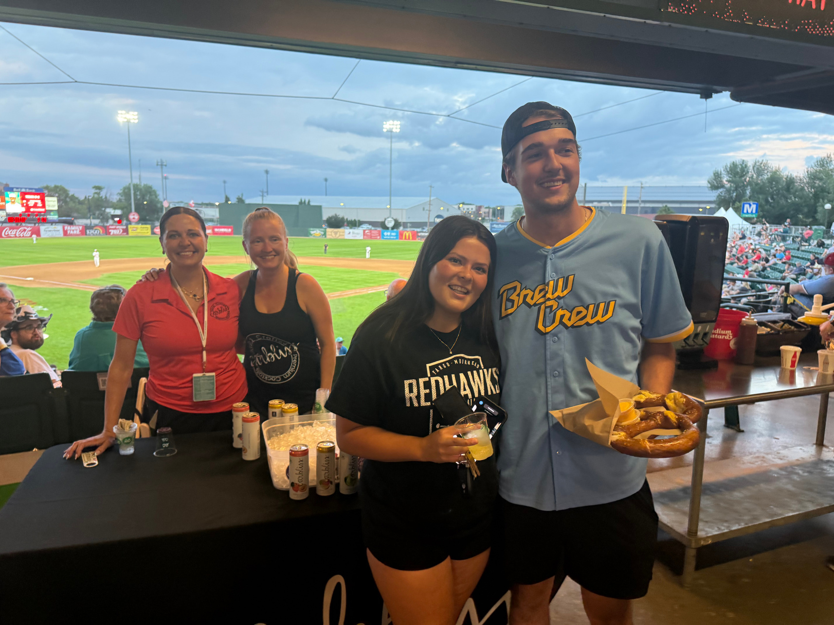 Fans trying Carbliss at the ballpark sampling table