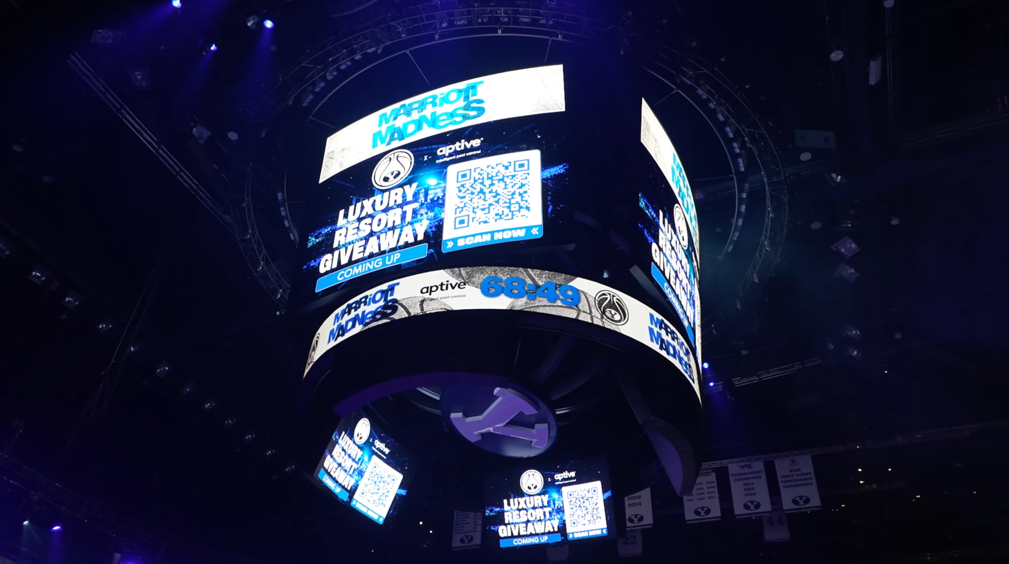 Marriott Madness jumbotron at the arena