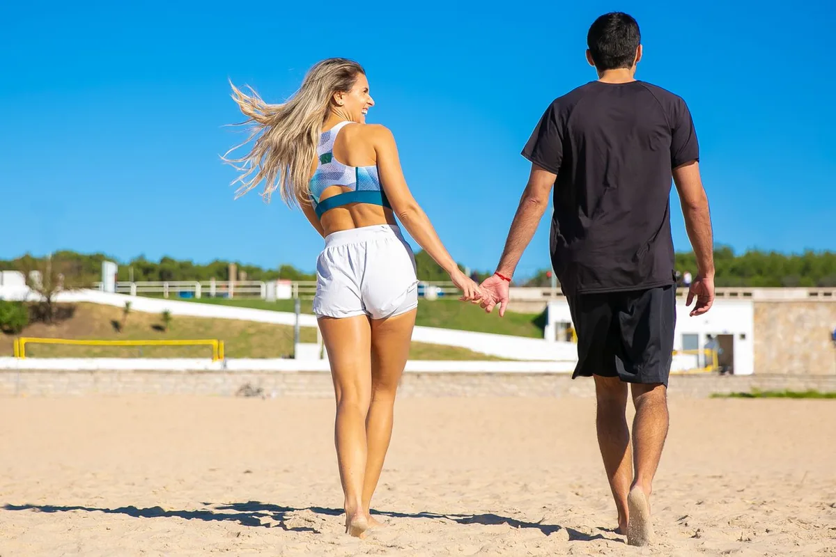A couple enjoying the beach